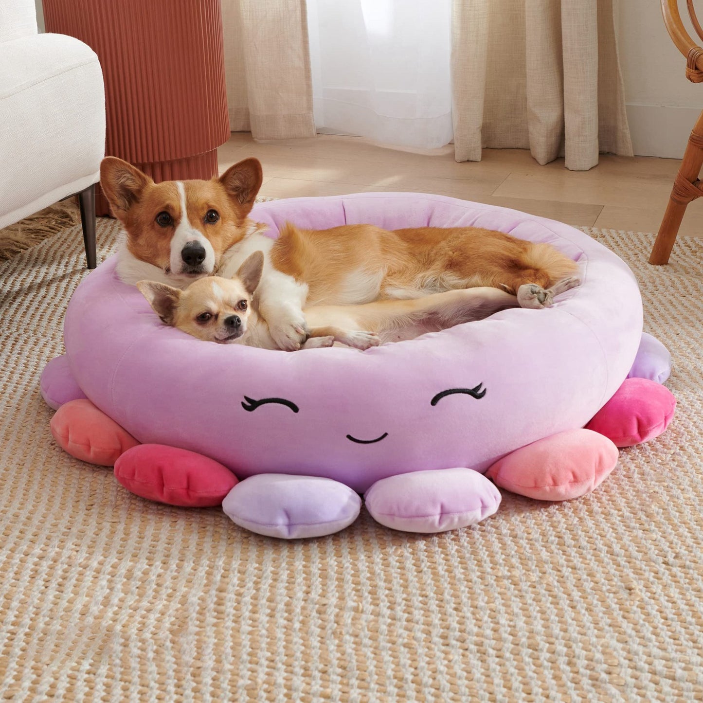 Cama para mascotas de felpa súper suave con animales y frutas