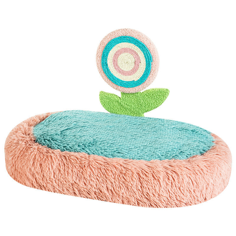 Thick And Warm Plush Nest For Cats Elliptical Lollipop For Deep Sleep Can Be Disassembled And Washed Winter Supplies