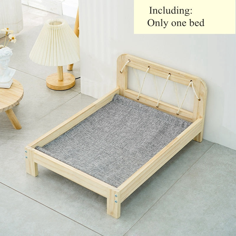 Cama para gatos de madera maciza con suministros para mascotas extraíbles y lavables para todas las estaciones