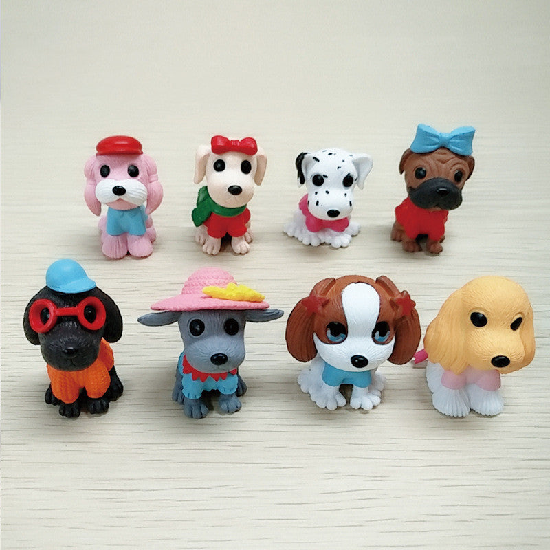 8 Cartoon Fashion Puppy PVC Animal Ornaments