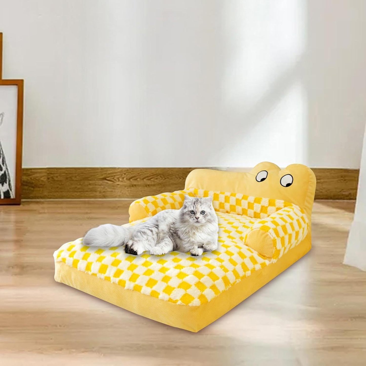 Canapé en peluche pour chien et chat, lavable, antidérapant, confortable, coussin doux et chaud pour jouer