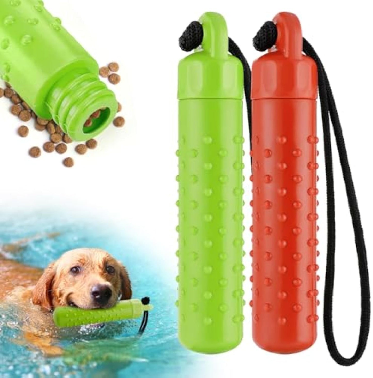 Floating Dog Pool Toys - Interactive Fetching Dog Water Toys For Hiding Food, Lightweight TPR Bumper Toys With Rope For Summer Outdoor Dogs Training Playing