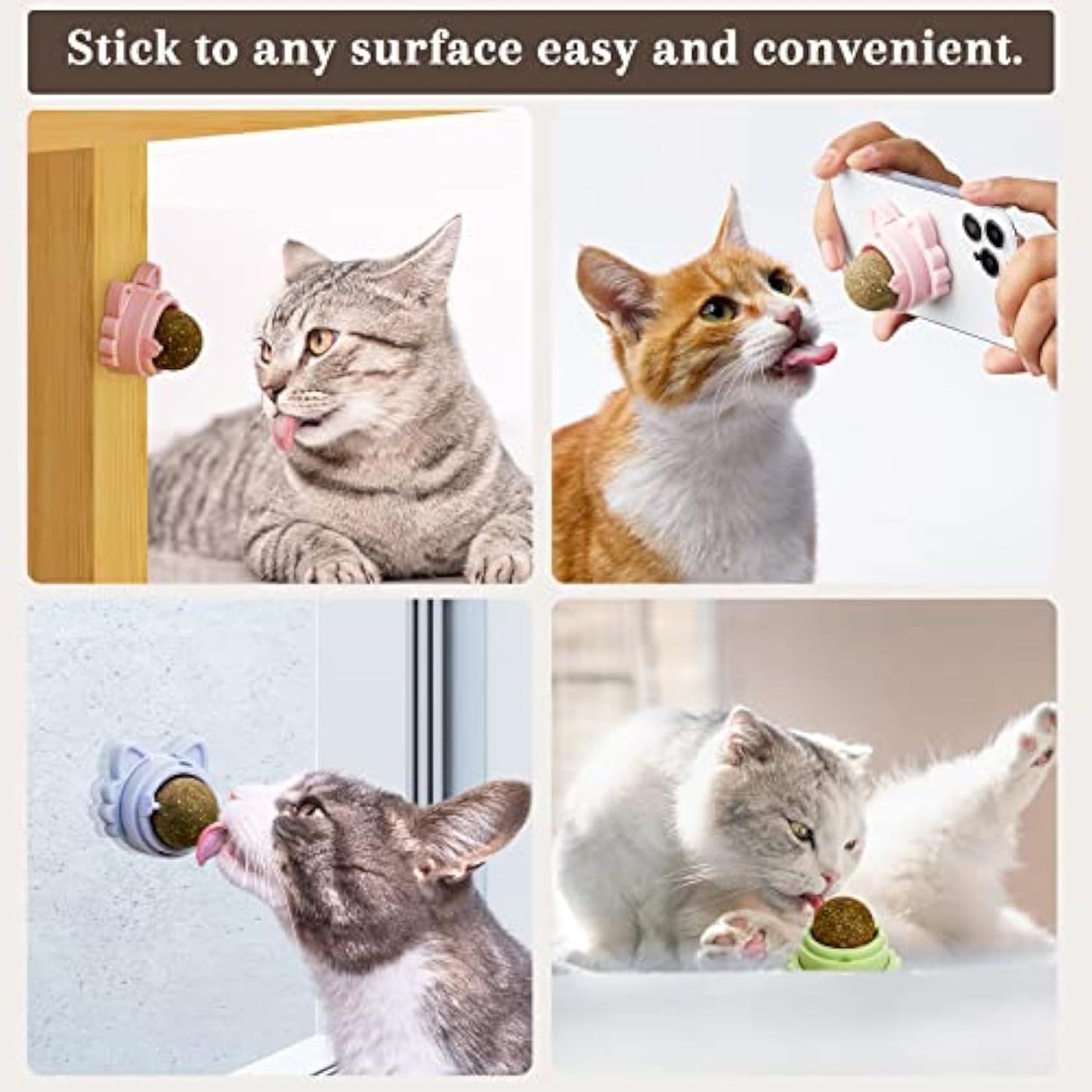 Boules d'herbe à chat qui collent au mur Boules d'herbe à chat pour chat Jouets d'herbe à chat pour chats Nettoyage des dents de chat en bonne santé Jouets à mâcher dentaires Friandises murales pour chats