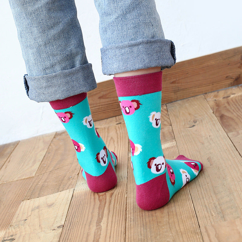 Chaussettes adultes pour hommes et femmes, animaux de dessin animé