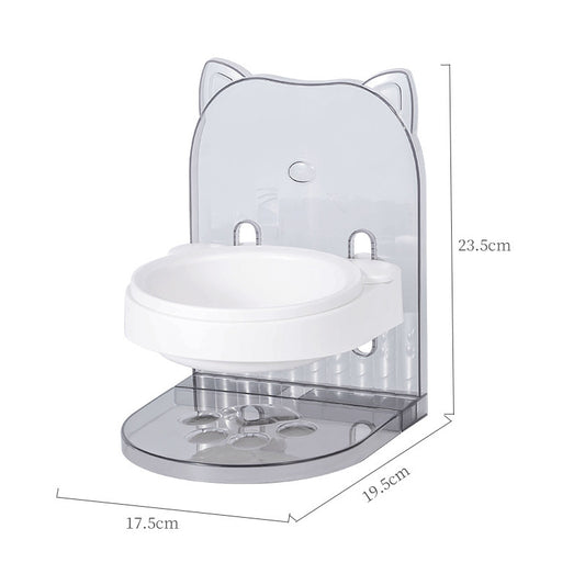 Gamelle avec oreilles de chat pour animaux de compagnie Protection du cou Fixe Anti-déversement Hauteur réglable Alimentation en eau pour chat Cage suspendue amovible