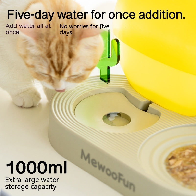 Bassin de riz d'eau potable en plastique pour chat, double bol