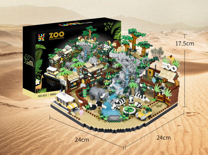 Modèle de construction de parc animalier du désert, jouets éducatifs en diamant