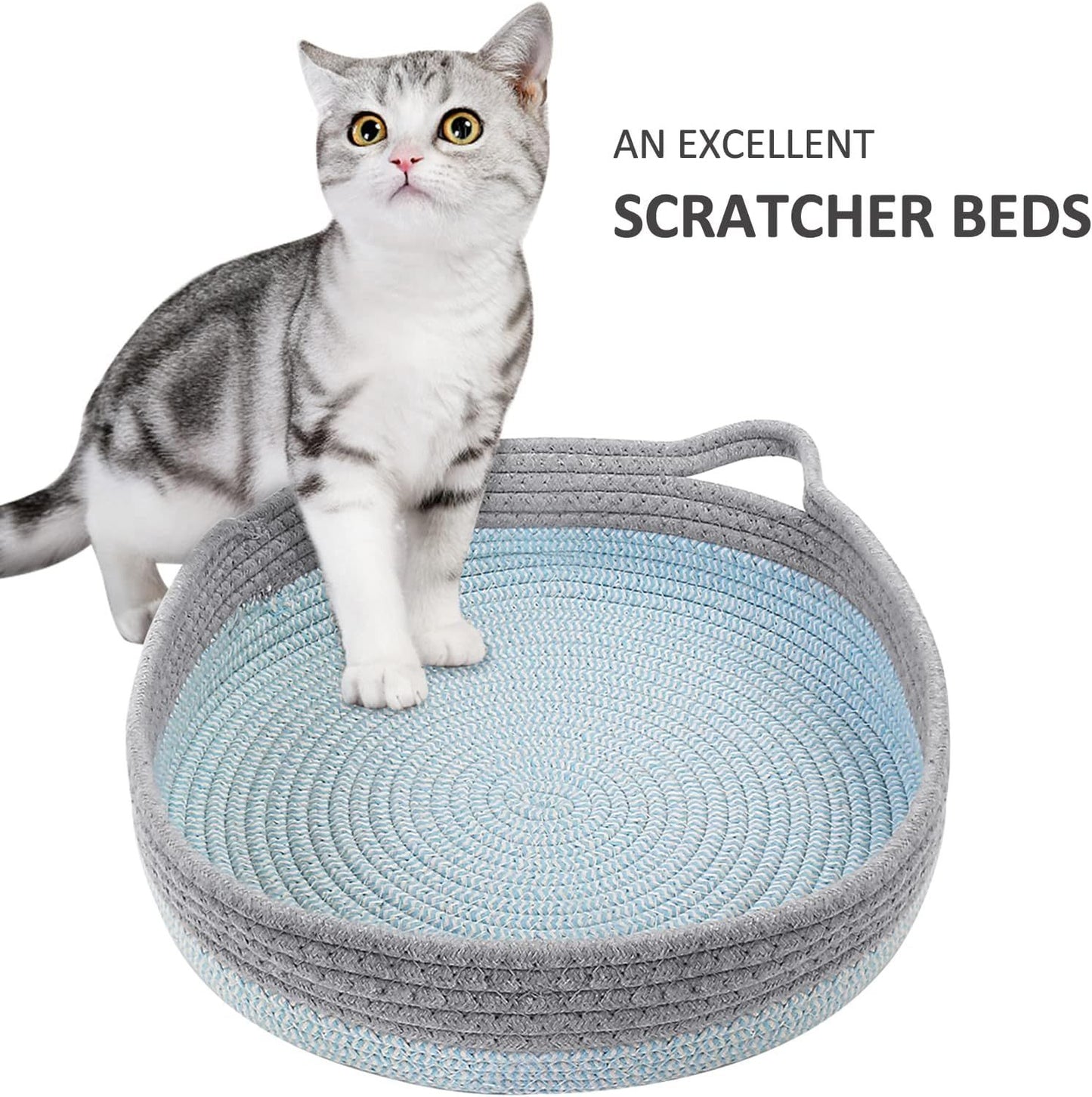 Lit rond pour chat d'intérieur, panier pour chat, lit en osier pour chat, lit en forme de beignet, nid rafraîchissant pour chat pour dormir en été, coussin lavable pour animaux de compagnie pour gratter le chat