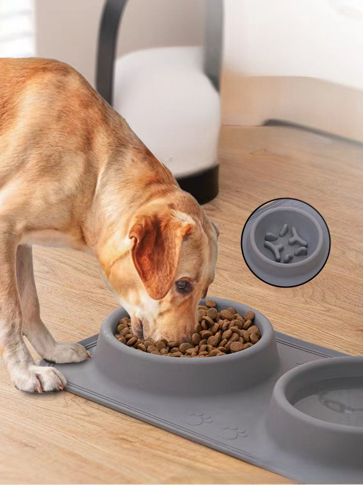 Gamelle en silicone pour animaux de compagnie, double bol pour boire et nourrir les animaux de compagnie, bol pour alimentation lente, antidérapant et anti-débordement, bol pliable de grande capacité 