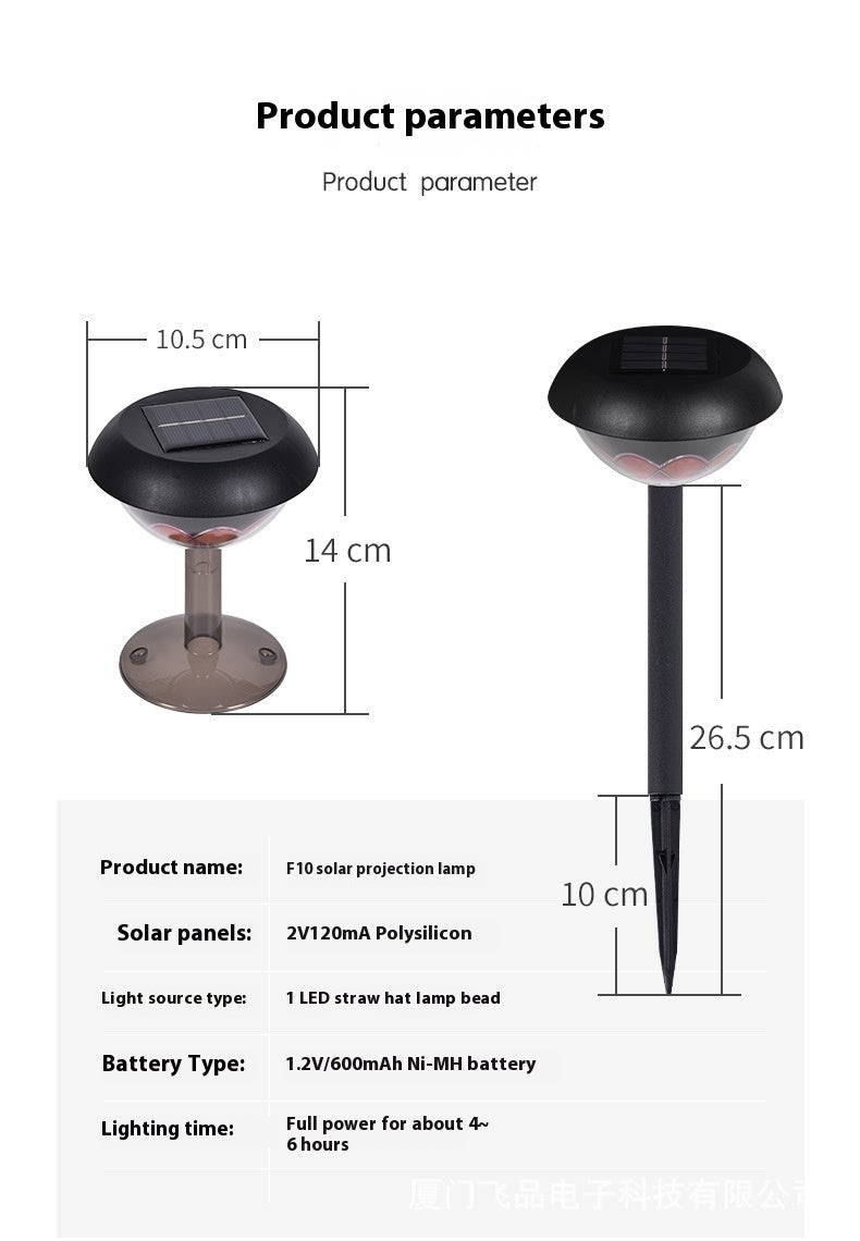 Lampe de projection à énergie solaire pour jardin et cour extérieure étanche