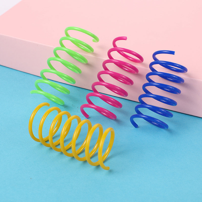 Kitten Cat Toys Wide Durable Heavy Gauge Cat Spring Toy Colorful Springs Cat Pet Toy Coil Spiral Springs