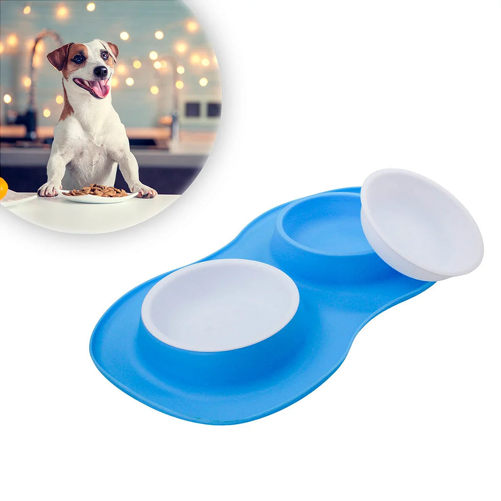 Gamelle double en silicone pour nourriture et eau pour chien et chat