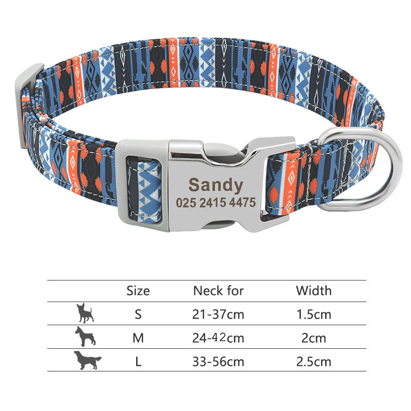 Adjustable Nylon Dog Collar Personalized Dogs Cat ID