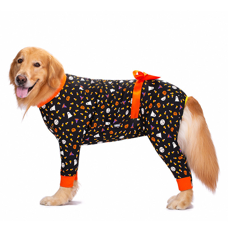 Pyjama Anti-fourrure, décoration avec nœud, vêtements pour animaux de compagnie à quatre pattes pour gros chien