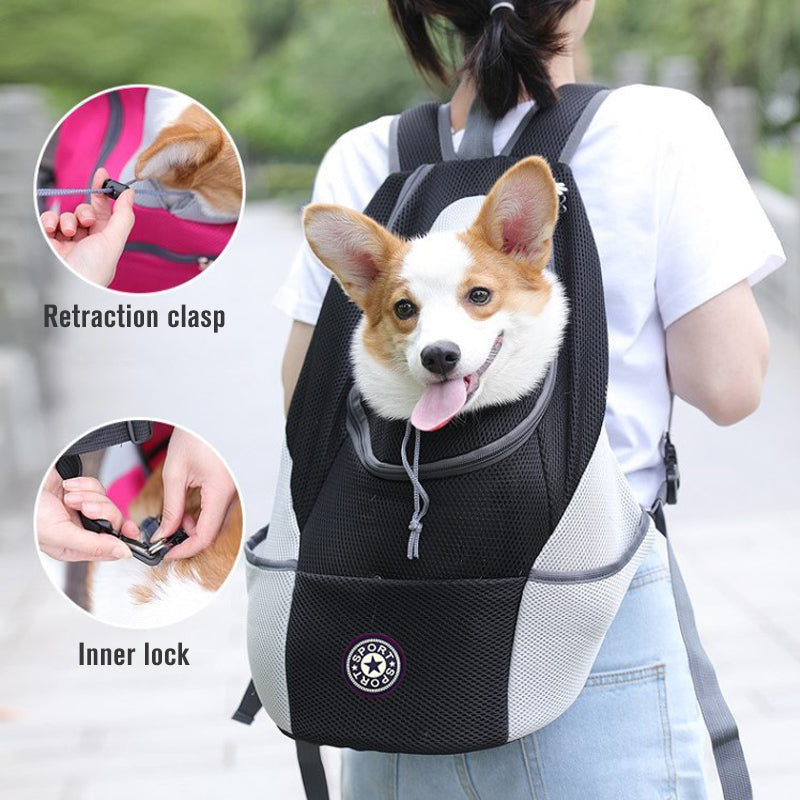 Transportín para perros, mochila para perros, doble hombro, portátil, para viaje, bolsa de transporte al aire libre, malla