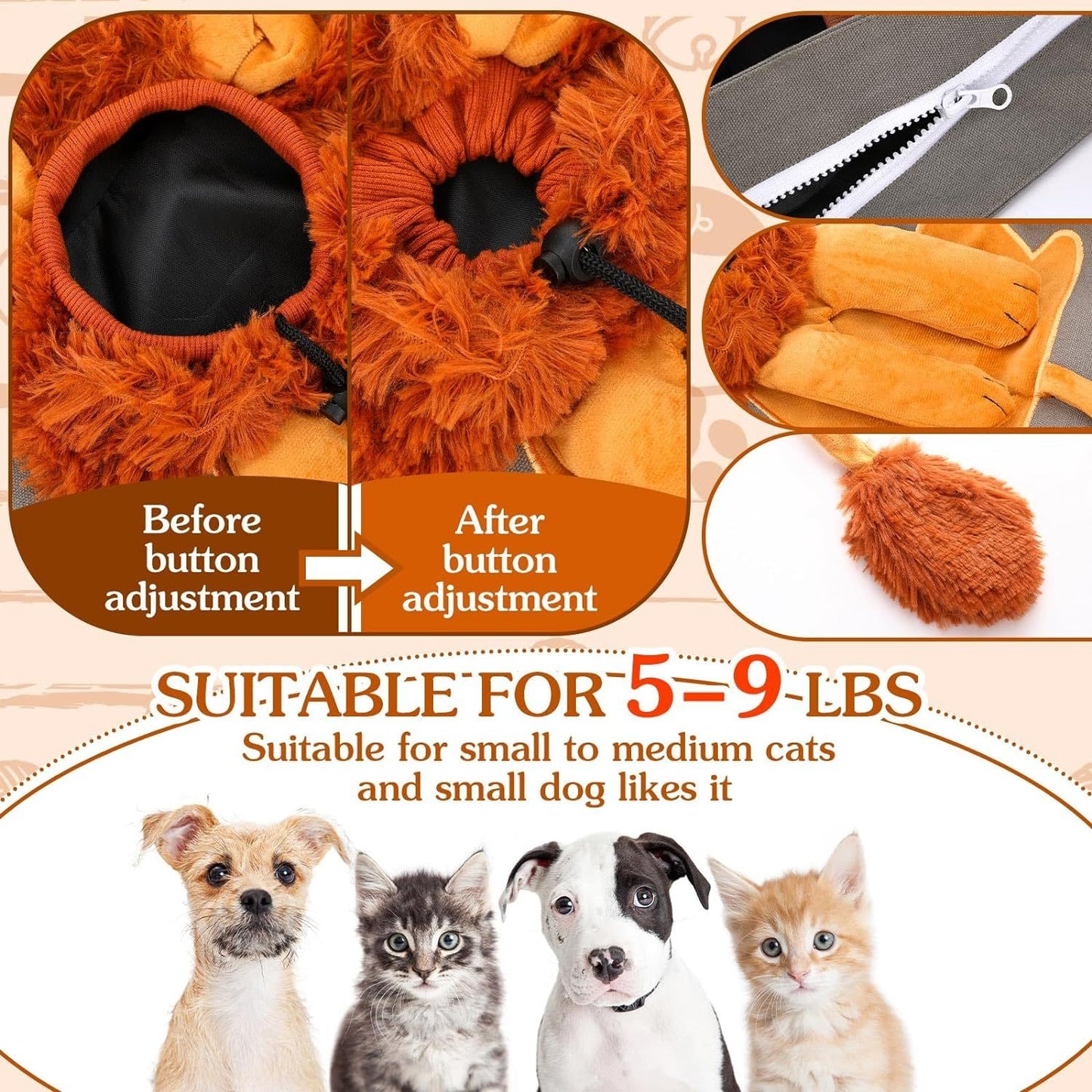 Sac fourre-tout pratique pour animaux de compagnie pour les propriétaires de petits chats et chiens en déplacement 