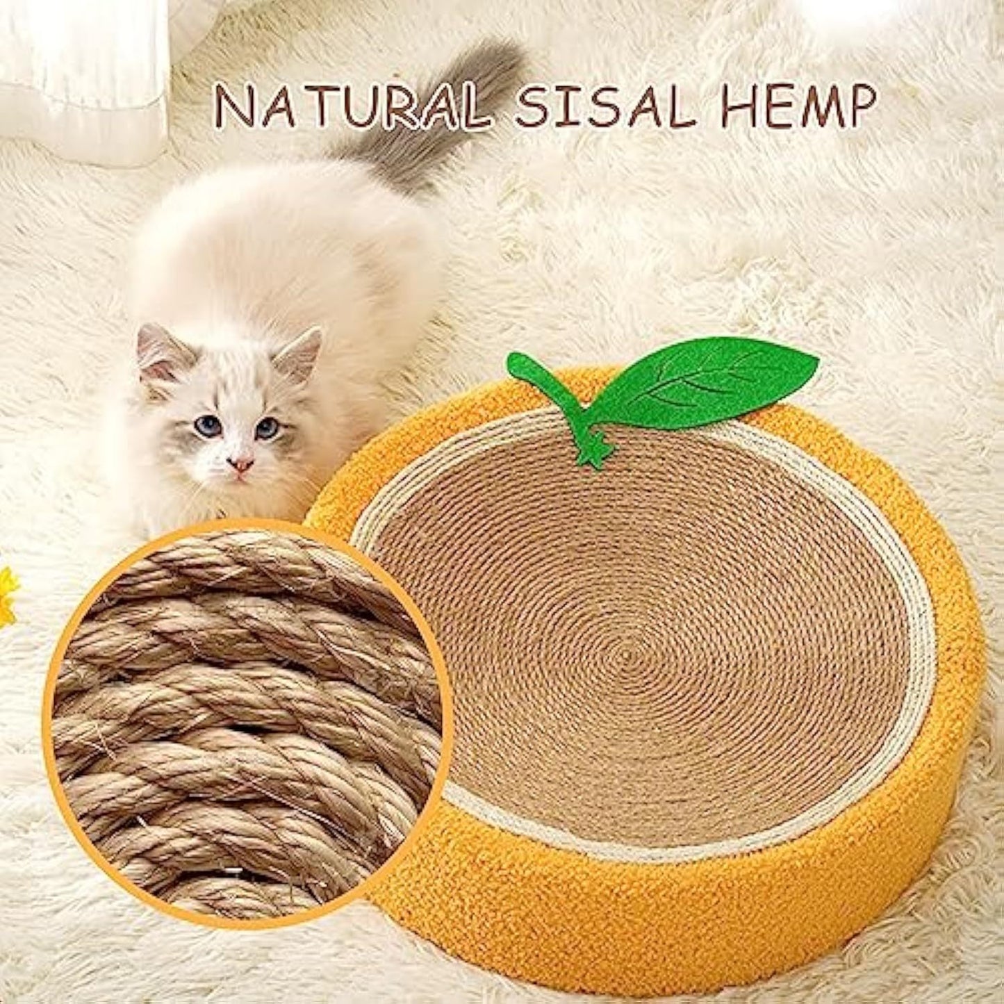 Orange Cat Scratching Board Sisal Cat Scratching Board,Round Cat Bed Sisal Cat Toys Fruit Cat Scratching Board Wear Resistant Sisal Cat Supplies To Meet The Cat's Nature Of Grinding And Scratching