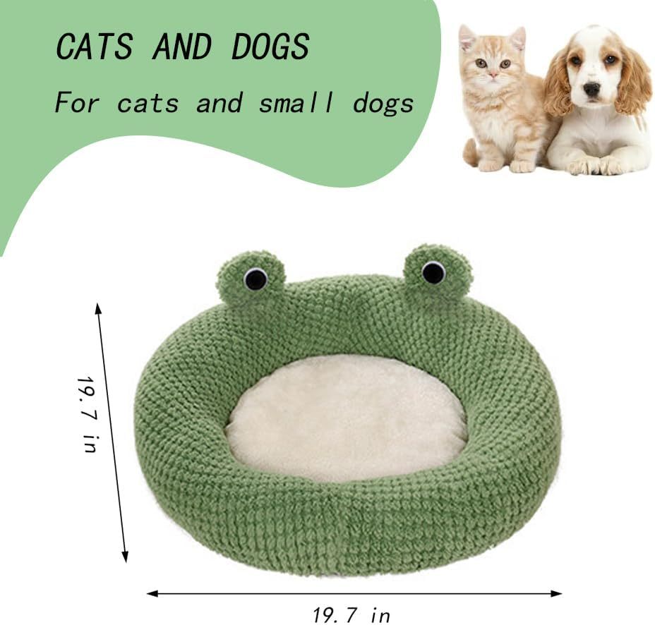 Lit de chat en forme de grenouille de dessin animé, lit de chat confortable d'intérieur pour chats ou petits chiens, chenil mignon pour animal de compagnie, nid de chat pour chiot, chaton, lapin