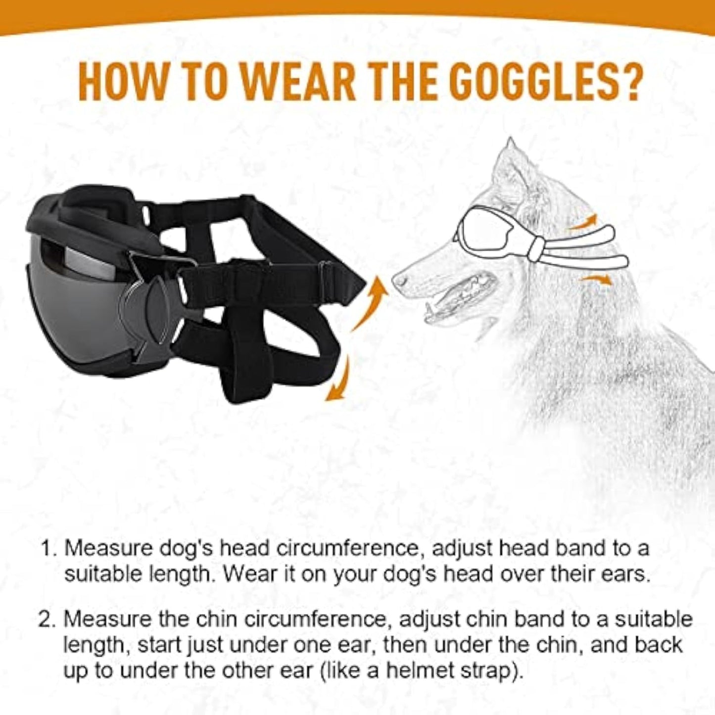 Elegantes gafas de sol para perros a prueba de viento, hermosas gafas para mascotas para razas grandes y medianas con protección solar, antivaho y correa ajustable para conducir, nadar, surfear 