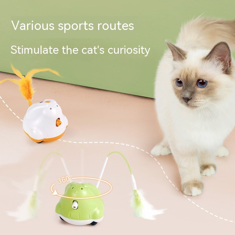 Canne à pêche en plumes, plateau tournant, Laser automatique, jouet Teaser pour chat