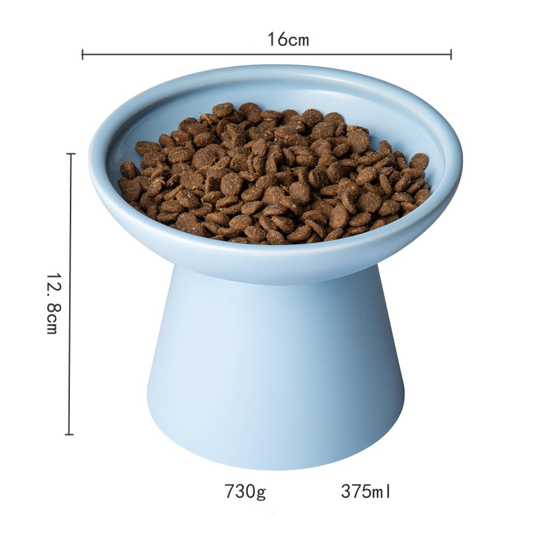 Cuenco de comida para gatos elevado extra ancho Cuencos de cerámica para comida y agua para gatos Plato de comida para gatos ancho y poco profundo Antifatiga para bigotes Sin plomo y cadmio Gran altura para gatos