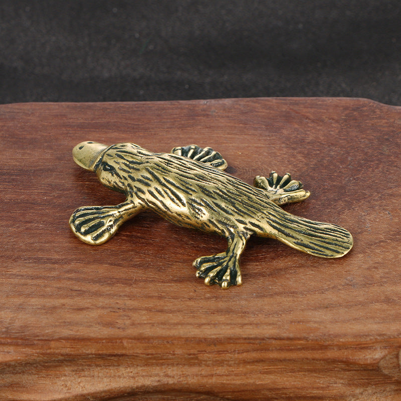 Solid Brass Animal Platypus Figurine Miniature Tea Pet Crafts Desktop Small Ornament Home Decorations Accessories Children Gifts