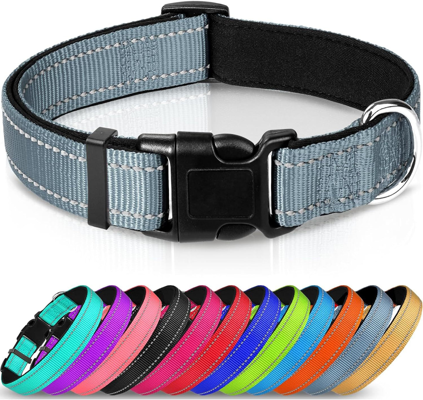 Collier pour chien réglable en sangle en nylon réfléchissant