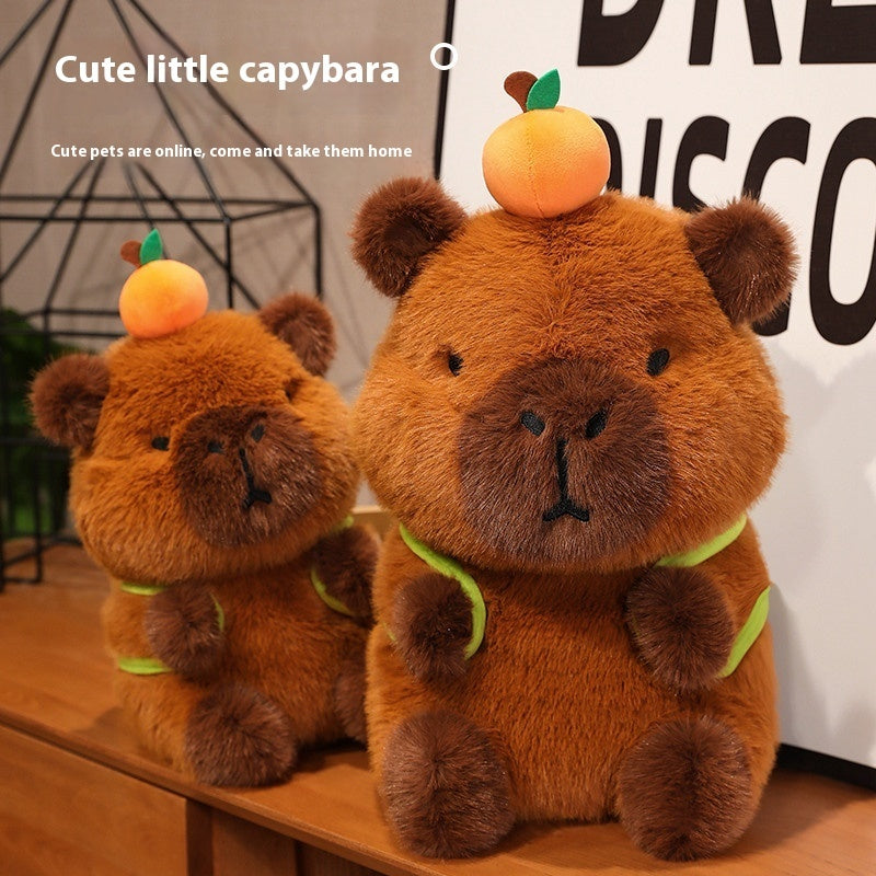 Capabala assis sac à dos petite poupée Capybara jouets en peluche mignon cochon d'inde poupée Ragdoll cadeau