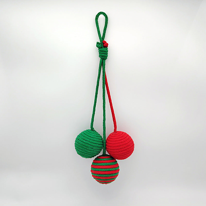 Christmas Toys For Cats Cotton Rope Ball Interactive Sisal Ball Hanging Decoration