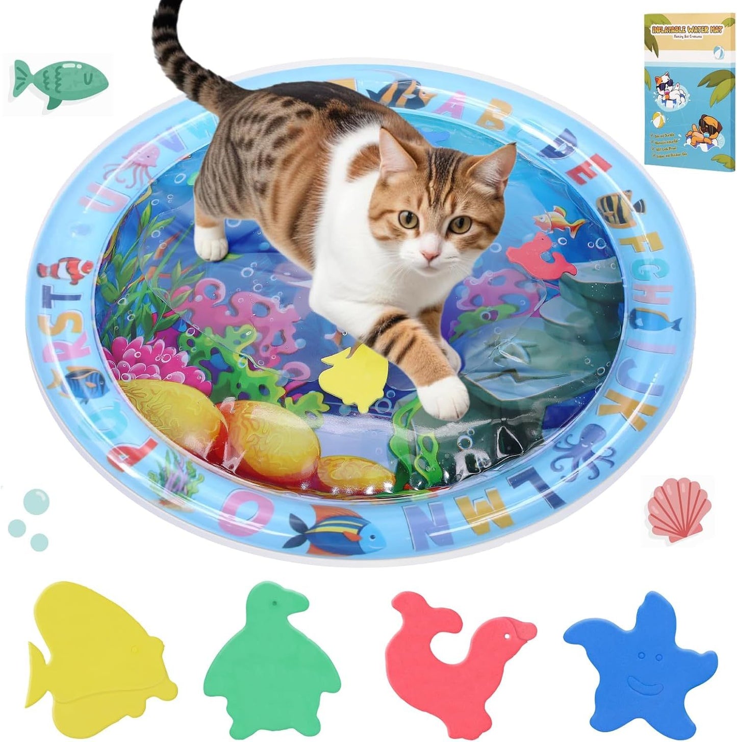 Water Sensory Playmat For Cats Thickened Upgraded Cat Dog Toys Bored Pet Animals Cat Kicker Toys Self Play Mat Interactive Toys Pet Water Sensory Mat Pad Pet Cooling Mat Indoor Outdoor Exercise