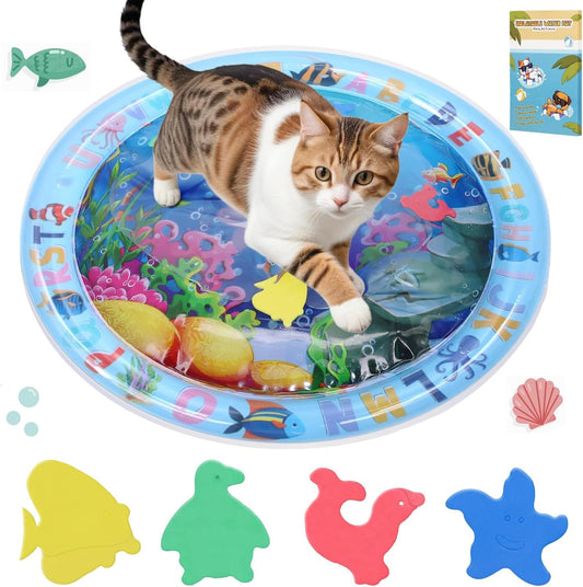 Water Sensory Playmat For Cats Thickened Upgraded Cat Dog Toys Bored Pet Animals Cat Kicker Toys Self Play Mat Interactive Toys Pet Water Sensory Mat Pad Pet Cooling Mat Indoor Outdoor Exercise