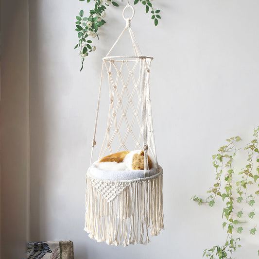 Macrame Hanging Pet Bed Macrame Cat Hammock Wall Hanging Cat Hammock Macrame Cat Bed-Pet Gifts Hammock Macrame Cat Swing