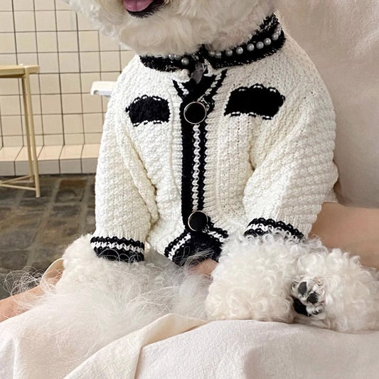 Korean Style Puppy Clothes Pearl Collar Sweater