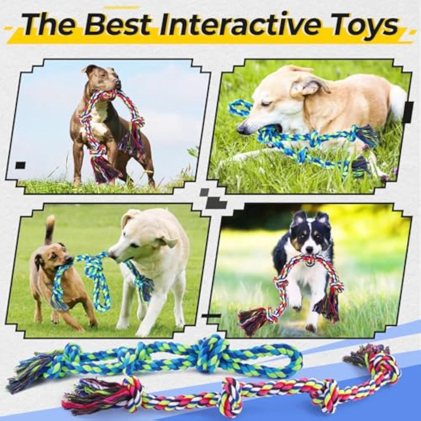 Heavy Duty Dog Rope Toy For Aggressive Chewers, Tough Tug Of War Dog Toys For Large, Medium And Small Dogs