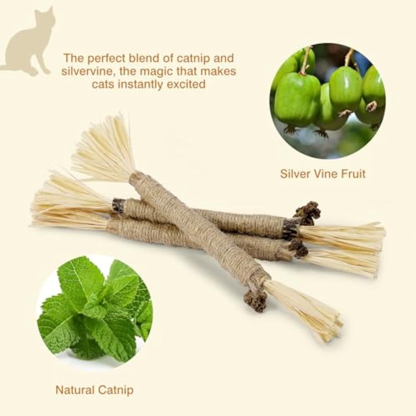 3 Pack Silvervine Sticks For Cats Cat Chew Toy For Dental Care Edible Cat Chew Sticks For Teeth Cleaning Kitty Toys For Indoor Cats