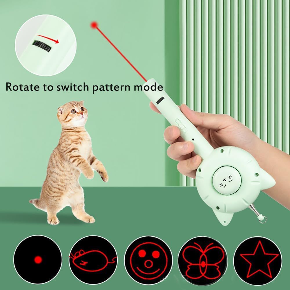 Cat Brush Toy 5-in-1 Interactive Cat Toys Retractable Cat-Teasing Wand Pet Grooming Self Cleaning Brush  Light Up Cat Toy With Five Light Patterns