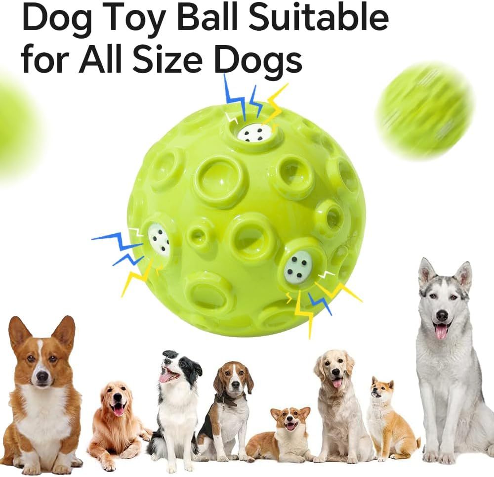 Dog Toy Ball For Aggressive Chewers Interactive Dog Ball Toy With Magical Squeaky Sound Durable Elastic Rubber Pet Chew Toys For Small Medium Large Dogs Relieve Anxiety Toy