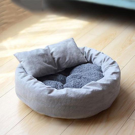 Cama para perros pequeños, colchoneta para dormir, casa para gatos suave, redonda, corta, nido de felpa, cama para gatitos, cachorros, chihuahuas con almohada, suministros para perros