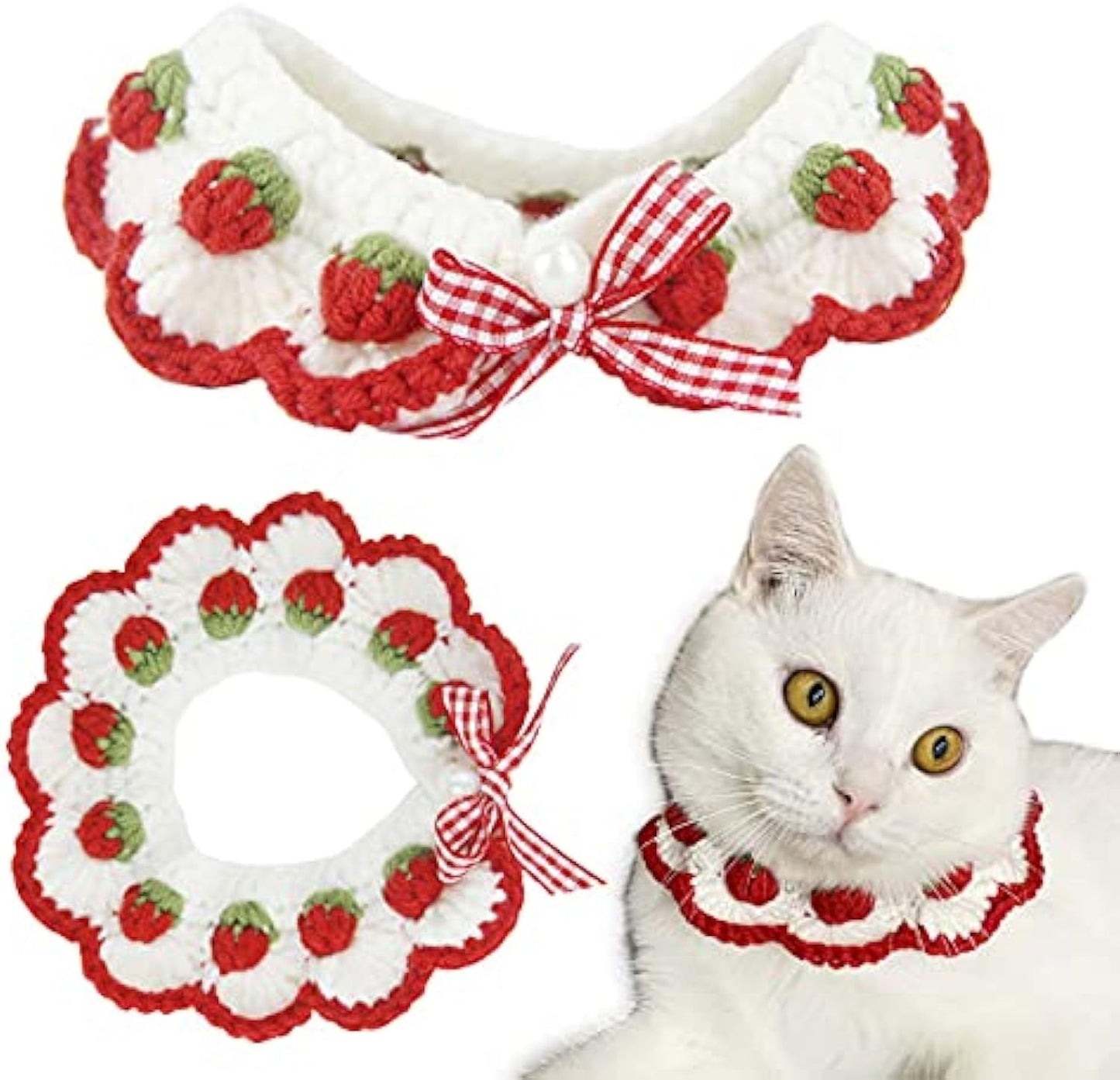 Adorable Strawberry Pattern Cat Collar With Breakaway Buckle And Cute Bow Tie For Kitten And Some Puppies