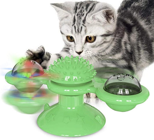 Poupée Animal Peluche Chat Animal De Compagnie Herbe À Chat Jouet Moulin À Vent Interactif Jouets Pour Chat Avec Herbe À Chat Jouets Pour Chats D'intérieur Jouets Pour Chaton Drôles Avec Boule Lumineuse LED Ventouse Jouet Pour Chat À Mâcher Exercice