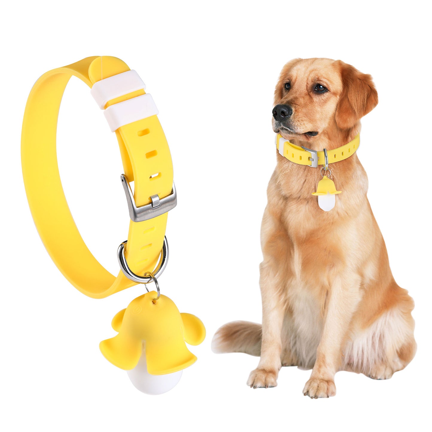 Collar luminoso para pasear perros y mascotas con forma de plátano y recargable por USB, collar luminoso de silicona con sonido para mascotas