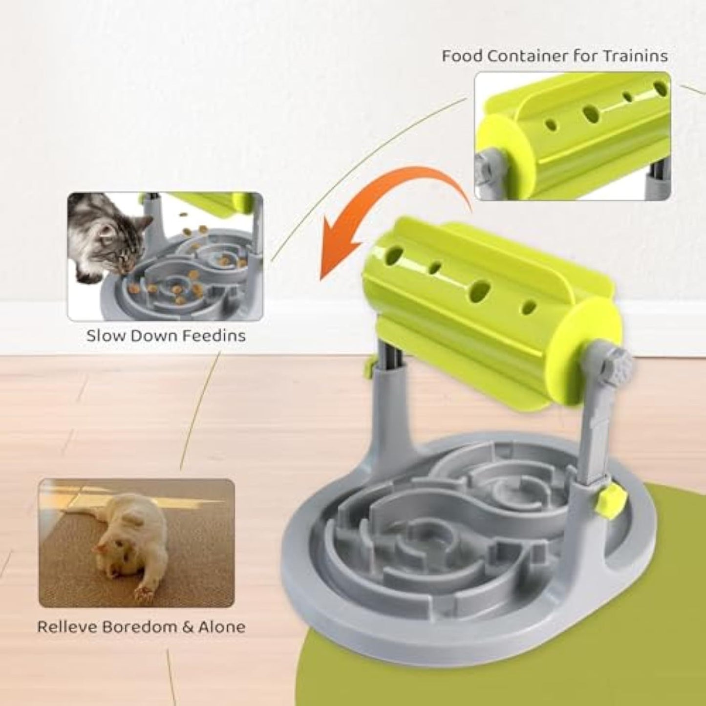 Interactive Dog Cat Food Puzzle Toy Slow Feeder Pet Bowl Treat Boredom Dispensing Slow Feeder Anxiety IQ Training In Smart Feeding And Adjustable Height For Small Medium Dogs