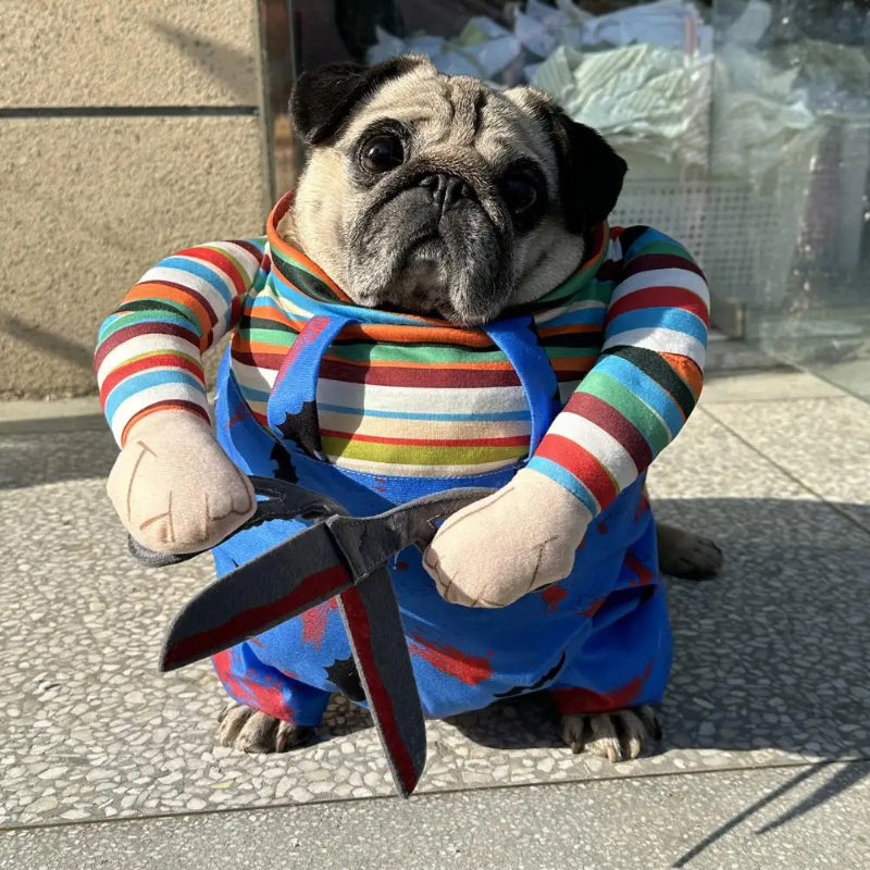 Disfraz de Halloween para mascotas, traje divertido para gato con correas ajustables, traje en forma de tijera, ropa de Navidad para Halloween para perros