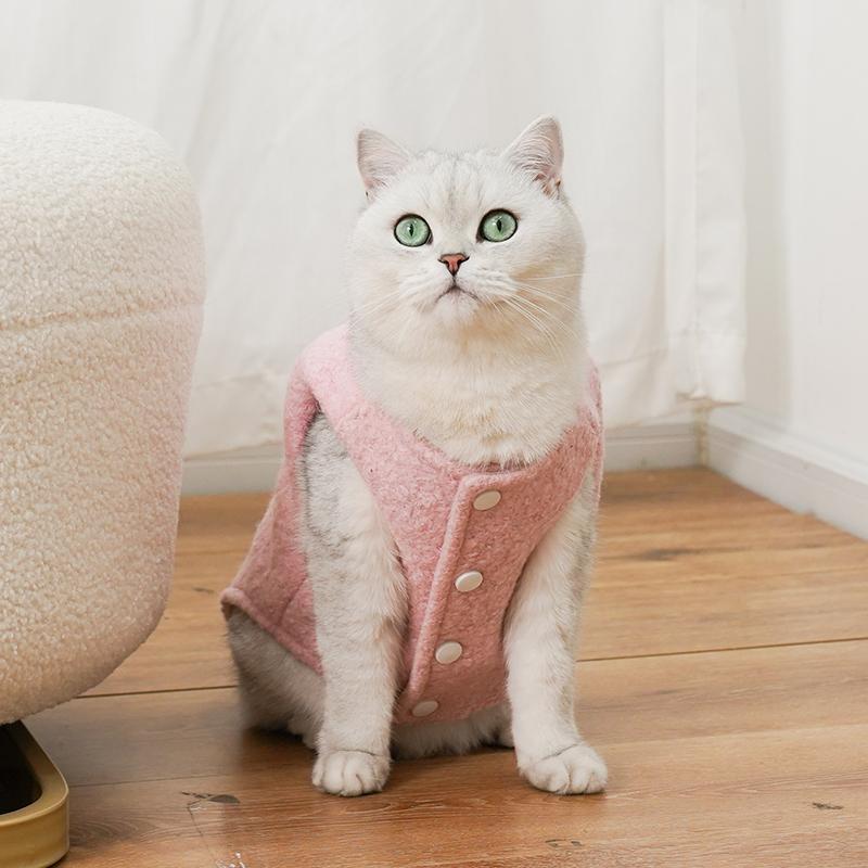 Warm Cat Clothes Thickened Fleece-lined Plush Pet Vest Vest Cold-proof And Lint-proof