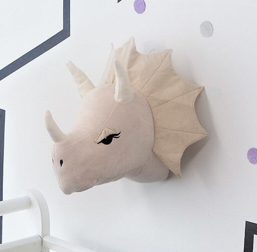 Decoración de pared con cabeza de Animal, colgante suave, adornos creativos para habitación de niños