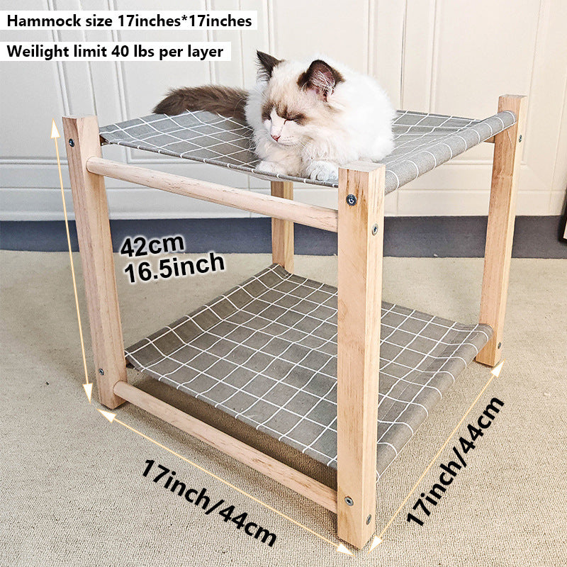 Pet Camp Bed Solid Wood Double Layer Cat Hammock Upper And Lower Bunk Removable And Washable